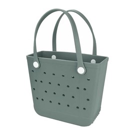 UeKeKicg Medium Beach Bag, Rubber Beach Tote Bag, Waterproof Washable Durable Open Beach Bag Tote for Beach Boat Pool Sports (Glass Green)