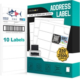 2x4 Labels Sticker Paper - 2500 Address Labels (250 Sheets) for Laser/Inkjet Printer Matte White Blank Labels on 8.5x11 Inch for Mailing, Shipping, and Organizing