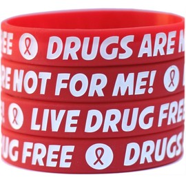 10 Live Drug Free Wristbands - Red Ribbon Week Silicone Wrist Bands