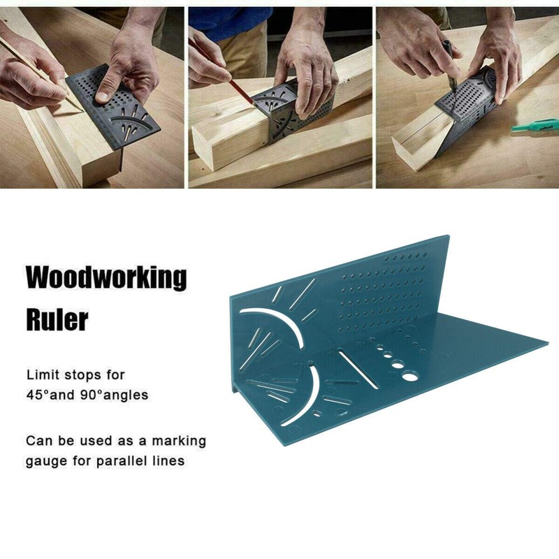 Ezonedeal Woodworking Scribe 3D Mitre Multi Angle Measuring Ruler Square