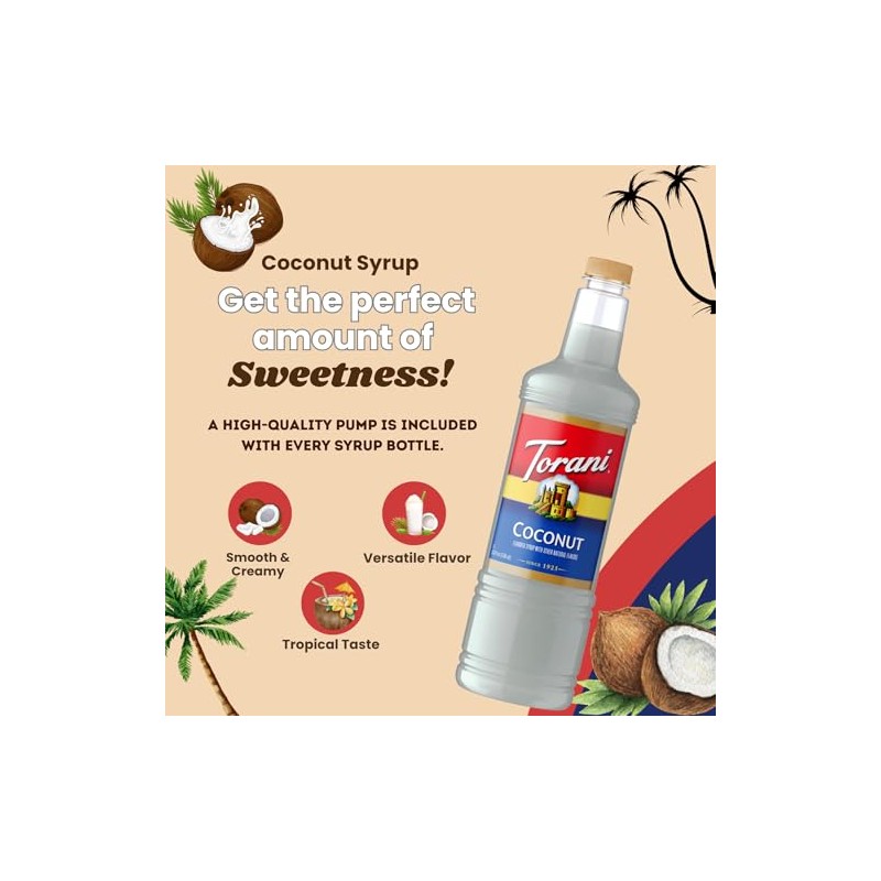 Torani Coconut Syrup 1L with Pump – Coffee, Cocktails &