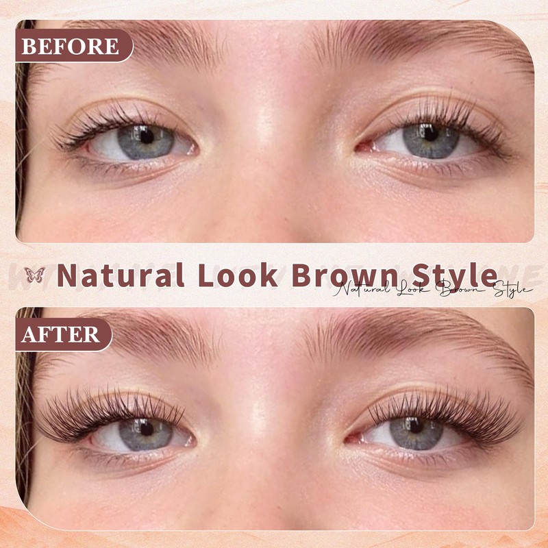 Brown Lash Clusters Natural Invisible Band Eyelash Clusters Wispy Brown