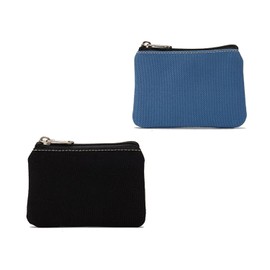 2 Pack Small Purse, Coin Pocket, Coin Clip, Canvas Zipper Pocket, Women's Purse and Small Bag, Small Men's Wallet, Taxi Driver Money Bag, black and blue, Fashion