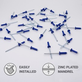 (Pack of 80) Varnished Blind Rivets 4.0 x 14 mm, Dome Head, DIN 7337, Aluminium Rivets and Steel Mandrel, Pop Rivets (80, Gentian Blue RAL 5010)