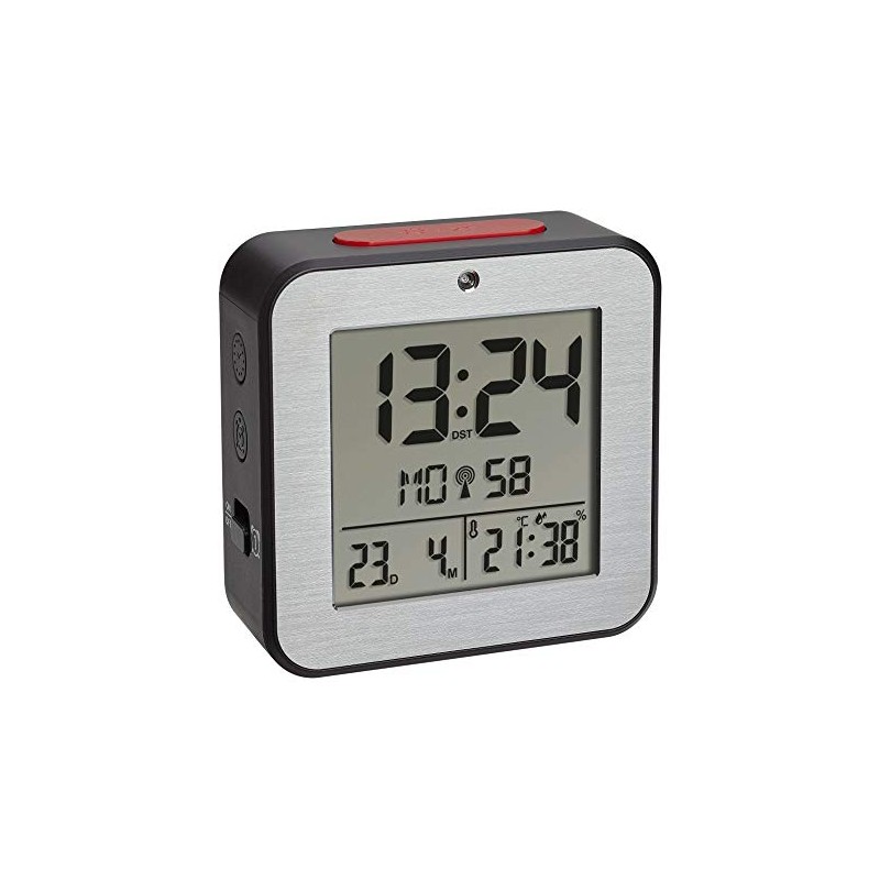 TFA Dostmann 60.2547.54 Digital Radio-Controlled Alarm Clock with 2 Alarm