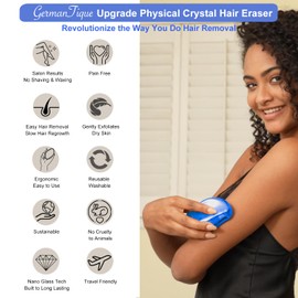 Germantique Crystal Hair Eraser,Natural Crystal Hair Remover,Reusable Painless Nano Glass Hair Removal Device without Shaver,Gentle Crystal Epilator and Exfoliator for Soft Silky Skin(Royal Blue)