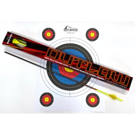 Black Eagle Arrows Outlaw Fletched Crested Arrows - Yellow - with 2 inch Vanes - .005 Straightness, 400 Spine - 6 Pack - with Target