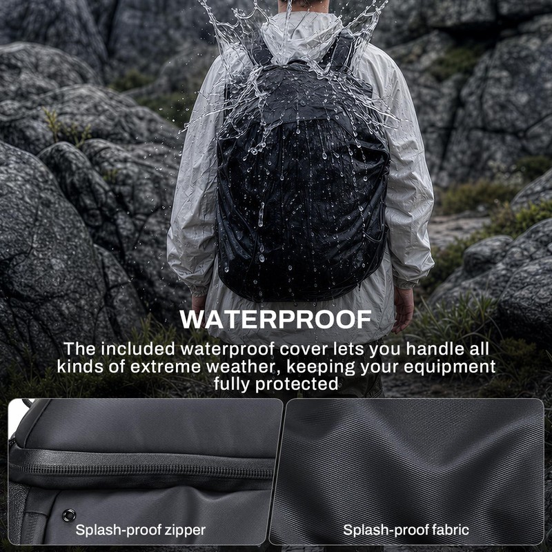 RaLeno Camera Backpack Bag, 22L+5L (Expandable Compartment) Waterproof Camera Case