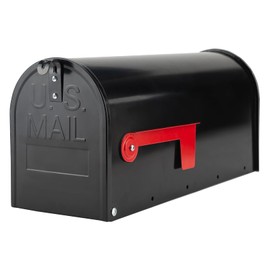 RAINHOL Black Metal Mailboxes for Outside Post Mount, Standard Mail Box, Galvanized Steel Heavy Duty Mailbox, Medium Capacity, 19 x 8.7 x 6.7 inches