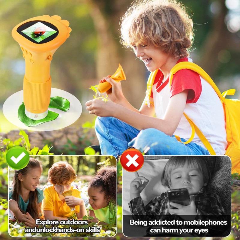 Portable Digital Microscope for Kids, Pocket Handheld Microscope Camera with