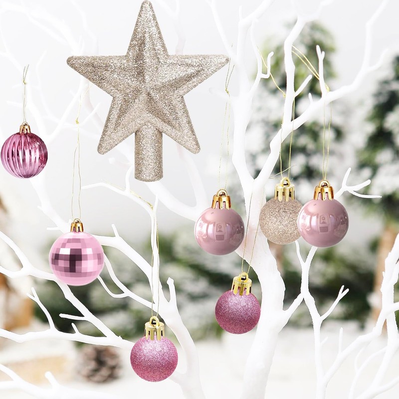 Pack of 30 Mini Christmas Baubles with Hanger, 3 cm