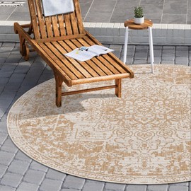 Unique Loom Jill Zarin Jill Zarin Outdoor Collection Area Rug - Dubai (10' 8" Round, Beige/Brown)