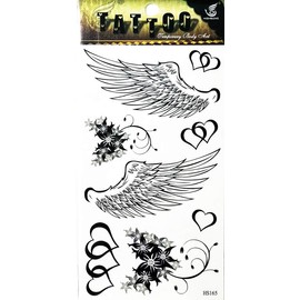 Tattoos 2 Sheets Heart Flower Angel Wings Temporary Tattoo Body Fake Sticker Hand Arm Neck Wrist Art Sticker Party Fashion Fantasy Tattoos for Men Women