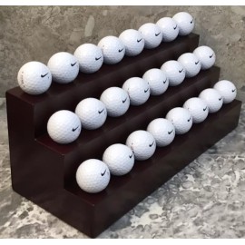 Encore Deluxe Rosewood 3 Tier 24 Golf Ball Display Freestanding Executive Desktop NEW!