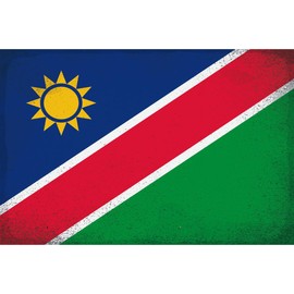 mrdeco Metal Sign 12 x 18 cm Domed Namibia Flag of Namibia Vintage Sign