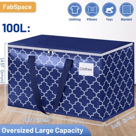 Fabspace Moving Bags, Extra Large Moving Supplies, Heavy Duty Storage Bags, Packing Bags with Reinforced Zippers & Handles, Collapsible Packing Boxes, Storage Totes for Moving, Packing, 100L, 6 Packs