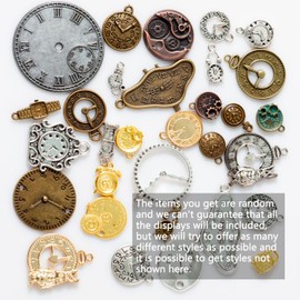 stino 100 G Vintage SteamPunk Metal Clock Faces Charms for Jewelry Making, Bulk Silver & Gold Antique Trinket, for Bracelet, Necklace, Earrings DIY Crafts (Clock Mixed Color)