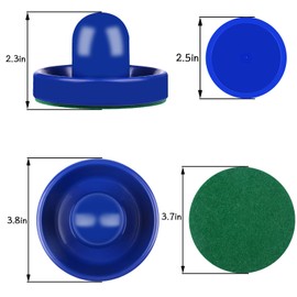 ONE250 Air Hockey Pushers and Red Air Hockey Pucks, Goal Handles Paddles Replacement Accessories for Game Tables (4 Striker, 4 Puck Pack) (Blue & Blue)