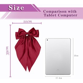 Hair Bows for Women Royal Blue Clips Large Satin Ribbon Bow Accessories Silk Big Hairs Bow for Girls Cute Christmas Long Hair Bows for Girls Hair Clip (Burgundy)