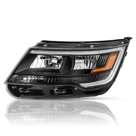 TUSDAR Black Housing Headlight Assembly for 2016 2017 2018 Ford Explorer Sport with LED DRL, Left Driver Side