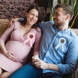 kreat4joy Boots or Bows Gender Reveal Decoration, Western Theme Mom Dad to Be Badge Pin Corsage for Rodeo Wild West Cowboy or Cowgirl Gender Reveal Baby Shower Decoration