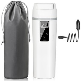 Car Travel Electric Kettle - Portable Electric Tea Kettle Freely Adjustable Temperature Water Heater 12V/24V Intelligent Water Kettle Dry Burn Protection Electric Kettle