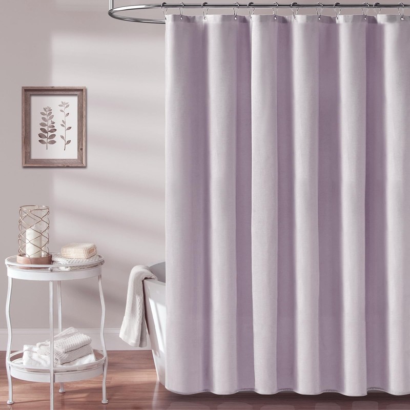 BTTN Lavender Shower Curtain - Linen Textured Heavy Duty Waterproof