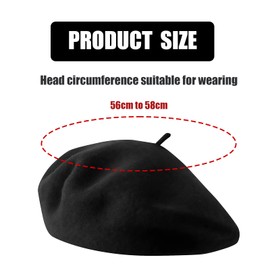 Makoto Nobu French Retro Wool Beret Hat, Soft Warm Outdoor Vintage Artist Hat Beanie Unisex Black for Daily Life Party Masquerade Parties