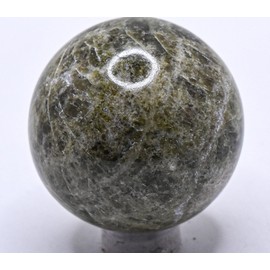 41mm 125g Rich Dark Green Vesuvianite Carved Sphere Polished Natural Sparkling Collectible Gemstone Crystal Mineral Décor Ball - India + Stand
