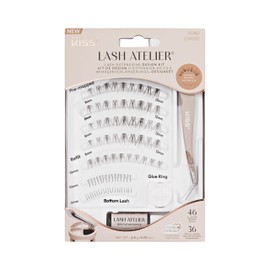 KISS Lash Atelier Natural Eyelash Extension Kit - Prepositioned False Eyelashes - 46 Clusters & 36 Individual Lashes - Lasts up to 7 Days