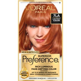 L'Oreal Paris Superior Preference Fade-Defying + Shine Permanent Hair Color, 7LA Lightest Auburn, Pack of 1, Hair Dye