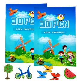 Fiyeur 3D Pen Template, 3D Pen Template, 3D Printing Pen Template, 3D Printing Drawing Book, 3D Pen Templates Children, 3D Pen Accessories for Children, 40 Patterns, with Transparent Plates