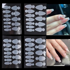 Nails Mold Sticker 4Sheets Silicone Nails Mold Pads Dual Form French Nail Decals Self Adhesive False Nails Forms Extension DIY Manicure Accessories