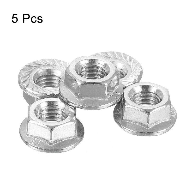 sourcing map Flange Left Hand Nuts, M8x1.25mm 304 Stainless Steel