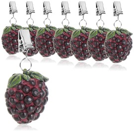 com-four® 8 x Tablecloth Weights - Weatherproof Tablecloth Weights with Clip - Tablecloth Clip in Blackberry Design - Approx. 40 g (Pack of 8 - Blackberry - 40 g)