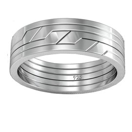 5 Band Chain design 925 Sterling Silver Turkish puzzle ring, 18K Gold plated Yellow color or Silver color Braided Knot interlocking ring (Silver, 8)