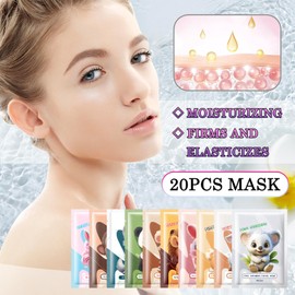 20PCS Face Sheet Masks Set,Hydrating Oil Control Facial Sheet Mask for Women & Men,Moisturizing Long Lasting Daily Face Sheet Mask Set for Face,All Skin Types