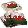 4 x Square Coasters - Distressed Wales Welsh Dragon Flag