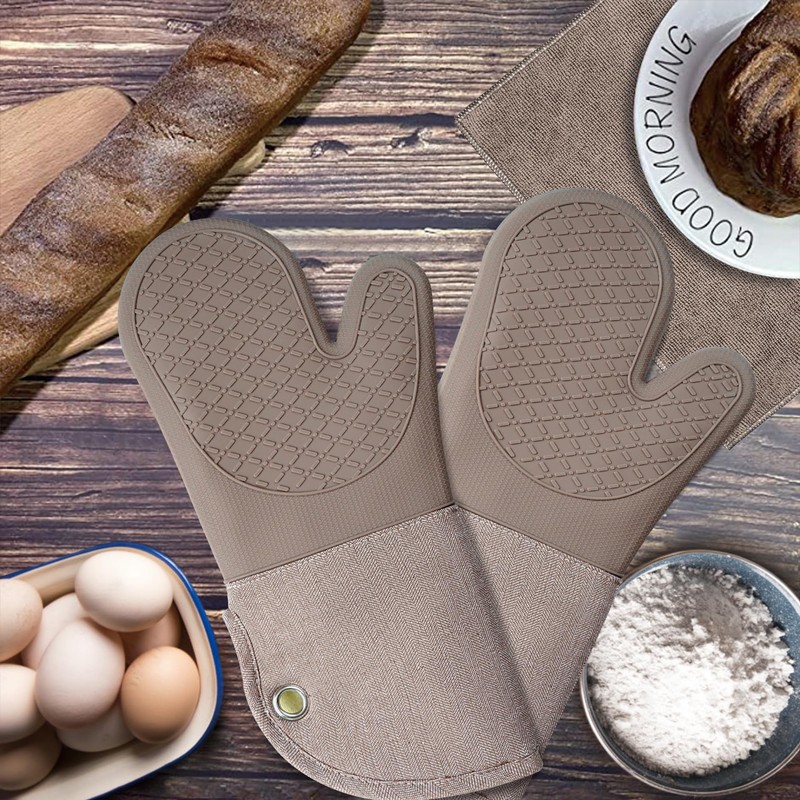 Professional Microwave Silicone Oven Mitts one Pair, Kitchen Mitten Set