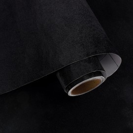 VaryPaper Self Adhesive Velvet Fabric 15.7''x78.7'' Soft Felt Flocking Drawer Liners for Dresser DIY Jewelry Box Liner Black Fabric Velvet Wallpaper Roll Black Contact Paper for Shelves Cabinets