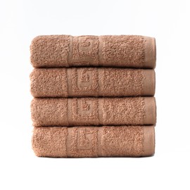 FLAROVAN Hand Towels Bathroom, Cotton Bath Towels Set of 4, Hand Towels Kitchen, Body Shower Towel for Hotel, Spa, Serviette a Main 16x28 (Brown)
