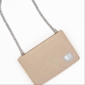 From HER Purse Organizer Insert Conversion Kit with Silver Chain Felt Handbag (Beige)