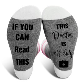 Doctor Socks - If You Can Read This Doctor Is Off Duty - Appreciation Thank You Gift for Women, Birthday, Christmas, Thanksgiving - Must-Have Items