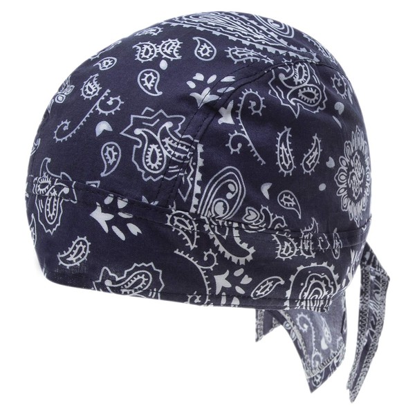 Bandana.com Navy Blue Paisley Doo Rag. Outdoor Essentials Head Wrap