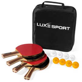 Ping Pong Paddle Set of 4 -Full Table Tennis Bundle includes 4 Ping Pong Paddles, 8 Three Star Balls, Portable Storage Travel Bag/Case - Racket Kit 2 or 4 Players - Recreational Indoor/Outdoor Games