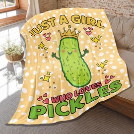 ZOE DAVISON Just A Girl Who Loves Pickles Flannel Blankets Used for Bed,Sofa,Couch, Lightweight,Cozy,Warm Comfy,Fluffy,Microfiber Full Size Gift for Birthday—50"x40" All Season