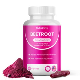 Nutrathrive Organic Beet Root Capsules – 1300mg Beetroot Powder per Serving – Circulation & Stamina Support – Non-GMO, Vegan, Gluten-Free – 60 Veggie Caps – Made in USA by GMP-Certified Facility