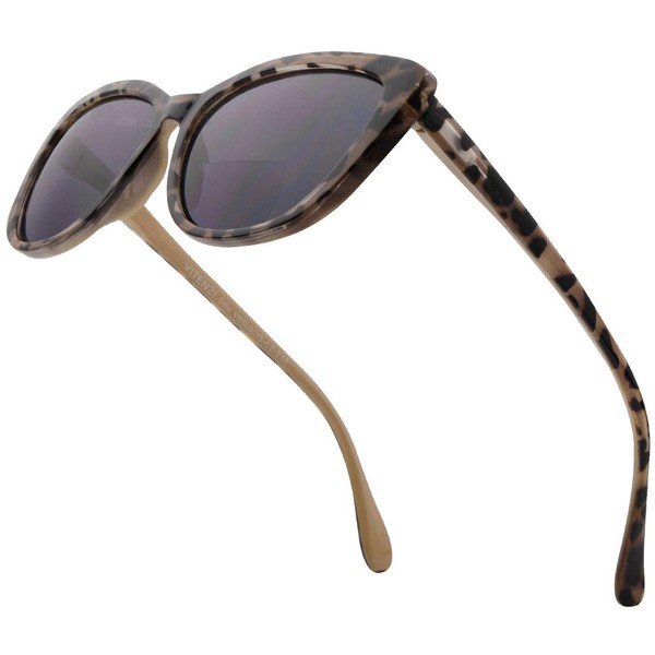 VITENZI Bifocal Sunglasses for Women, Reading Sunglass with Readers, Cat Eye, Gela in Beige 2.50
