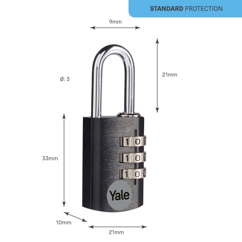 Yale YE3CB/28/126/1/CO 28 mm Aluminium Combination Padlock-red, 28mm