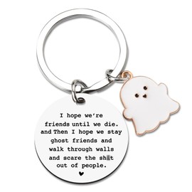 BFF Friendship Gifts for Women Girls Ghost Friend Keychain Funny Besties Christmas Birthday Gifts for Long Distance Best Friends Holloween Gifts for Soul Sister Keychains